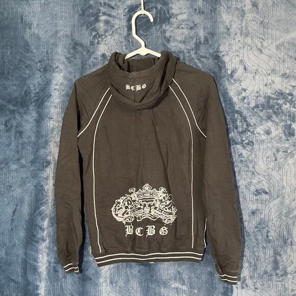 Vintage 2000s BCBG MaxAzria Black Full Zip Embroidered Hoodie Womans Size M - Picture 4 of 7